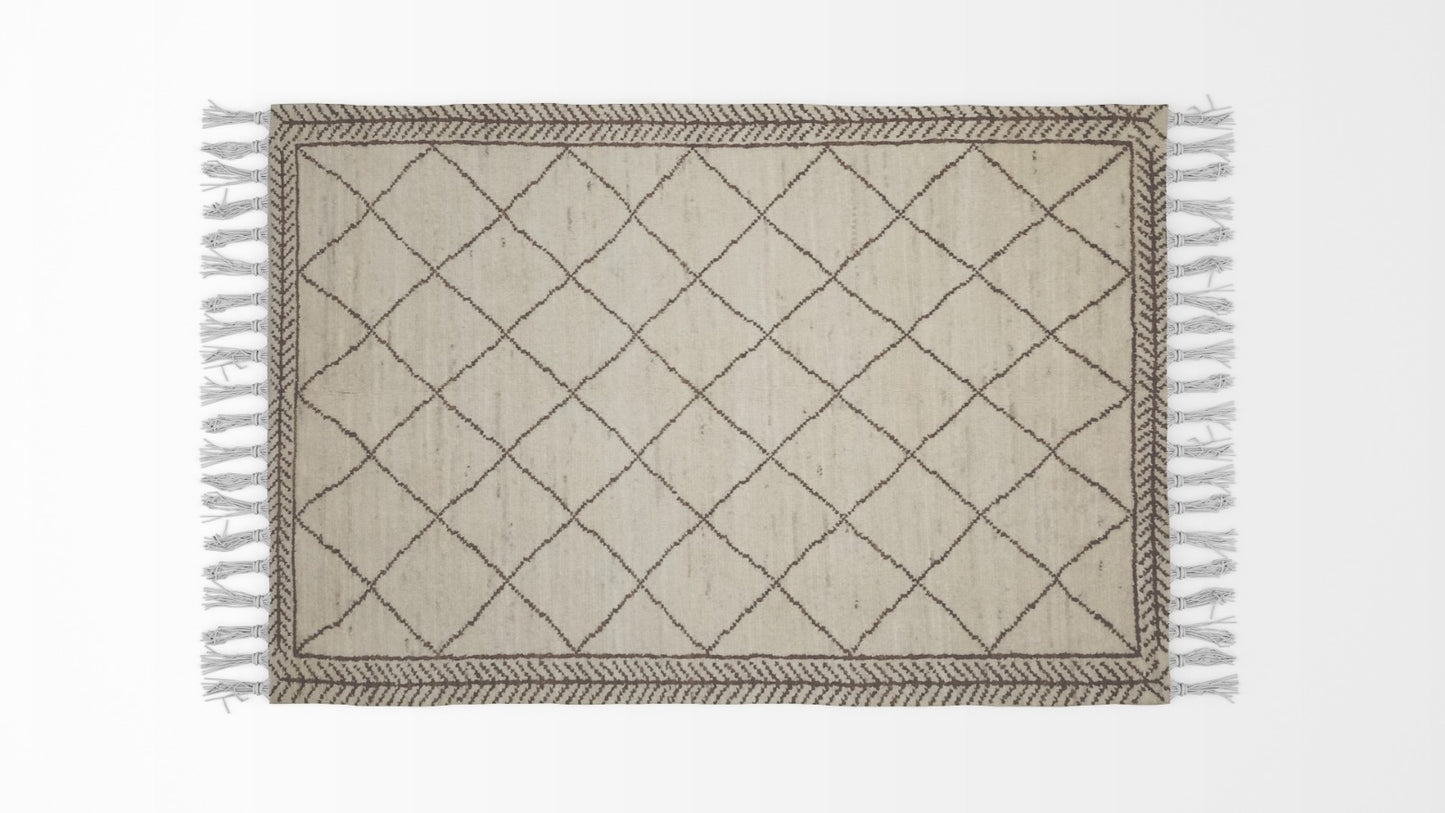 Moroccan Pearl Bush Woolen Rug, Kilim- Victoria's Orchid