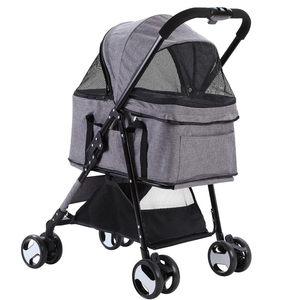 i.Pet Pet Stroller Dog Carrier Foldable Pram 3 IN 1 Middle Size Grey – Victoria's Orchid