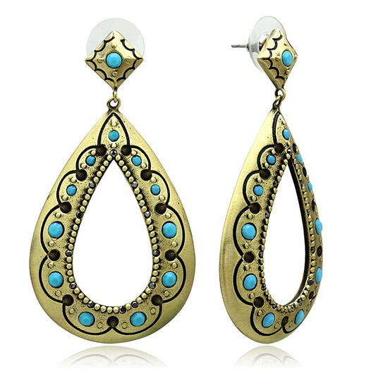 LO3850 - Antique Copper Brass Earrings with Top Grade Crystal  in