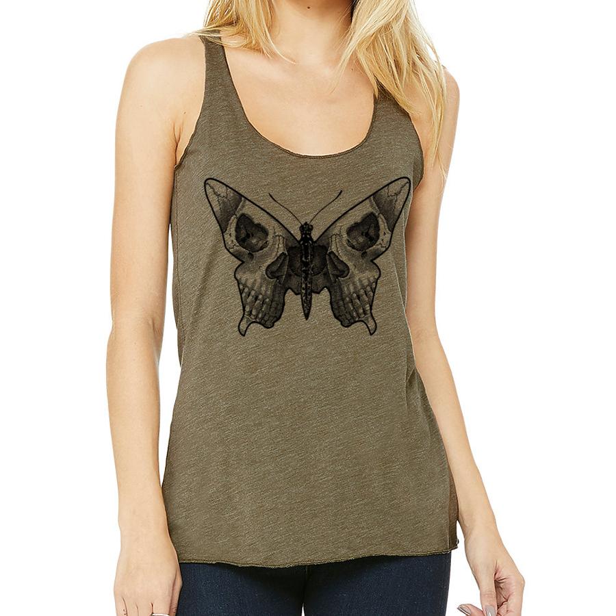 Butterfly skull racerback tank- Victoria's Orchid