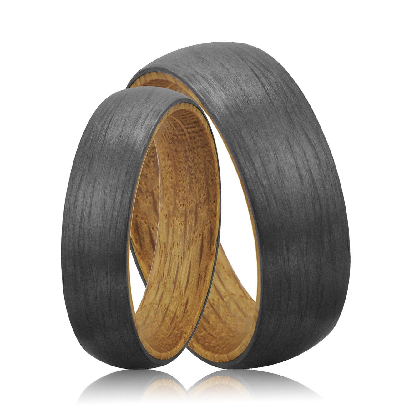 Brushed Carbon Fiber and Whiskey Barrel Ring- Victoria's Orchid