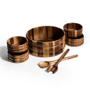 Acacia Wood Salad Bowl Set- Victoria's Orchid