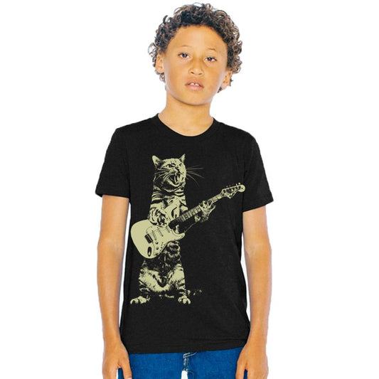 Kids Rock N Roll Cat Tee- Victoria's Orchid