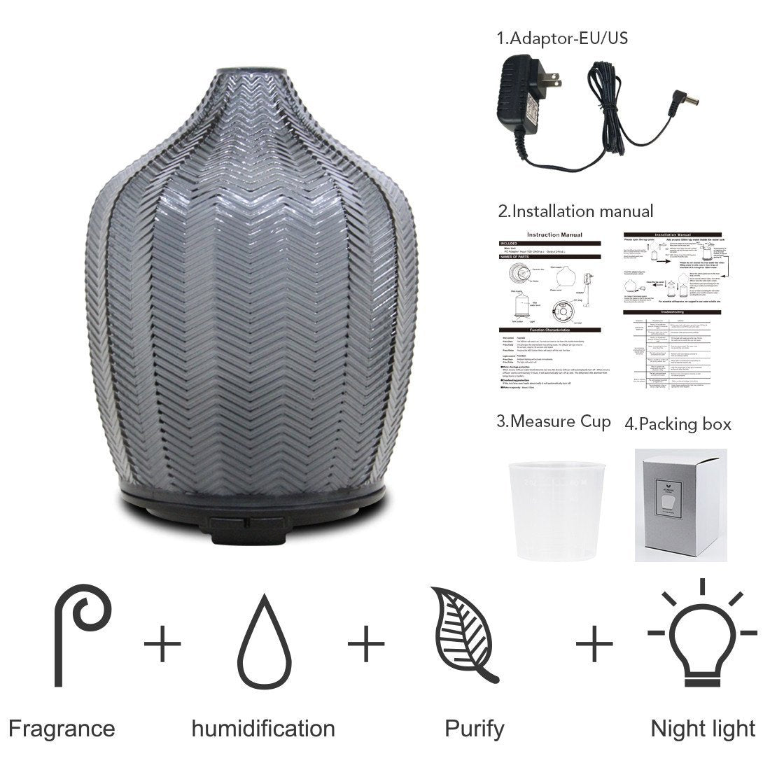 Glass Aroma Diffuser,Grey- Victoria's Orchid