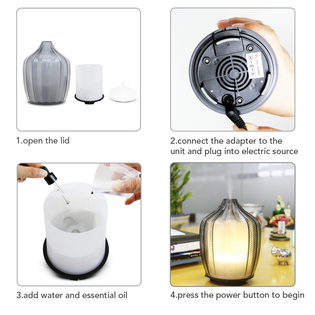 Glass Aroma Diffuser,Grey- Victoria's Orchid